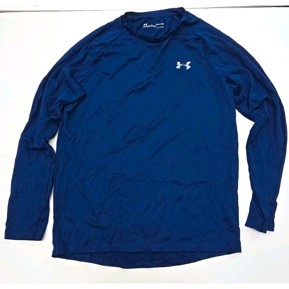 Under Armour HeatGear Mens Blue Long Sleeve Crew Neck Loose Gym Shirt S